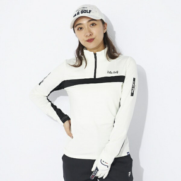 フィラゴルフ｜FILA GOLF レディース 長袖ハーフジップシャツ オフホワイト 794541 [レディース /Lサイズ]【返品交換不可】
