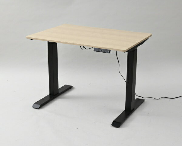 ヤマゼン｜YAMAZEN 電動昇降デスク [W1000xD700xH710〜1170mm] スタンダード マットブラックx天板：ナチュラルウッド ELD-FS(MBK)/T1000(WN)