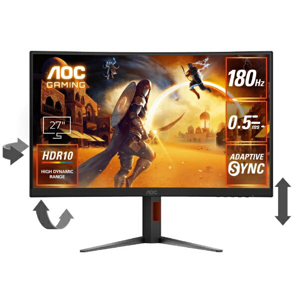 【エントリーで最大全額ポイント還元｜1/5まで】 AOC｜エーオーシー ゲーミングモニター ブラック & レッド C27G4H/11 [27型 /フルHD(1920×1080) /ワイド /曲面型 /180Hz]