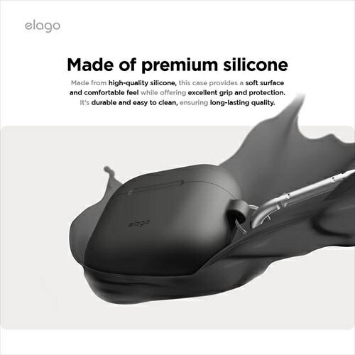 ELAGO｜エラゴ AirPods4 シリコンケース カバー カラビナ 付き 耐衝撃 ソフト 薄型 落下防止 ワイヤレス充電 MagSafe 対応 SILICONE HANG CASE サンドピンク サンドピンク