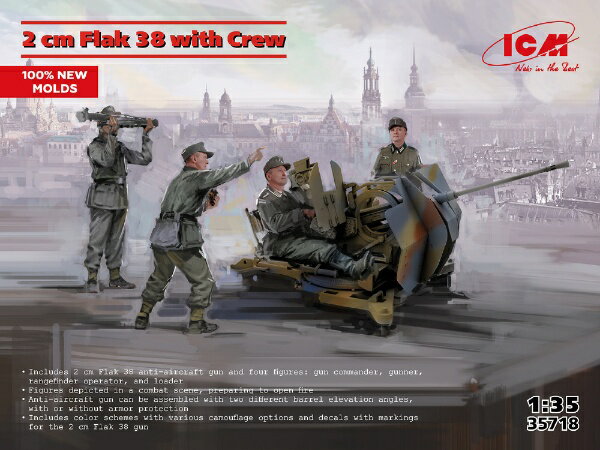 【2025年3月】 ICM｜アイシーエム 1/35 2cm Flak 38 w/射撃クルー【発売日以降のお届け】