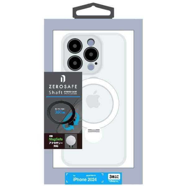 ラスタバナナ　iPhone 16(6.1インチ)ZEROSAFE Shaft カメラ周囲保護 Magsafe対応 360°回転スタンドケース フロストホワイト　8385IP461ZSFSLWH