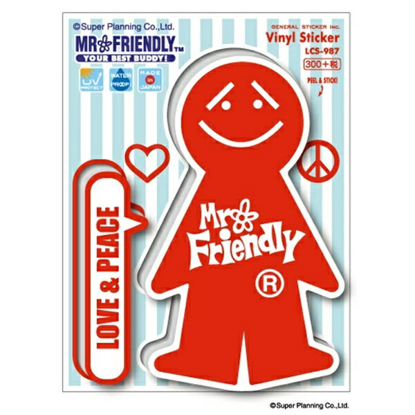 ゼネラルステッカー｜GENERAL STICKER ハーフカットステッカー Mr.Friendly 赤 LCS-987