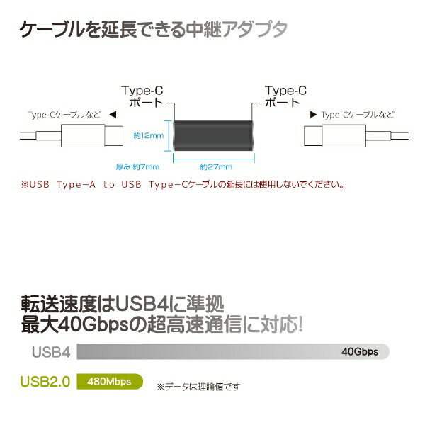 FREEDOM｜フリーダム Type-C変換アダプター 中継ストレート(メス-メス) PD EPR240W FUSB-CCA07C