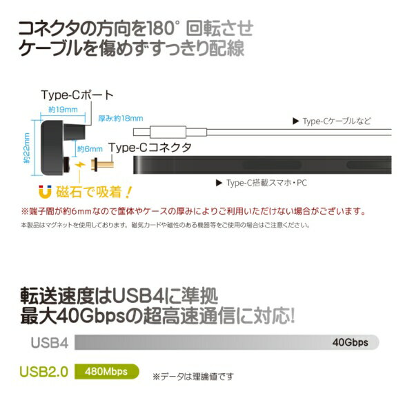 FREEDOM�åե꡼���� Type-C�Ѵ������ץ��� �ޥ��ͥåȼ� U��(�������᥹) PD100W FUSB-CCMA014U