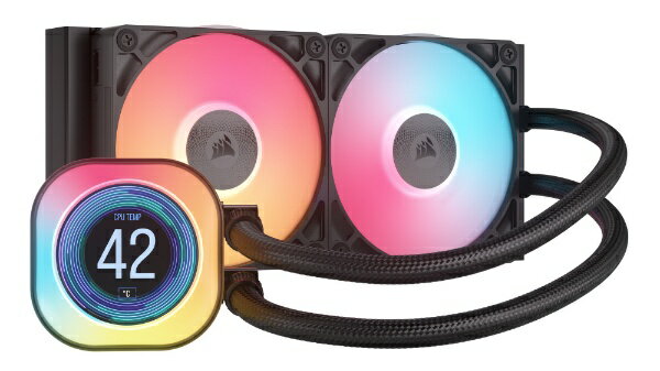 【エントリーで最大全額ポイント還元｜1/5まで】 CORSAIR｜コルセア 水冷CPUクーラー 120mmファンx2 [LGA1851/1700・AM5/AM4] iCUE LINK TITAN 240 RX RGB LCD ブラック CW-9061022-WW