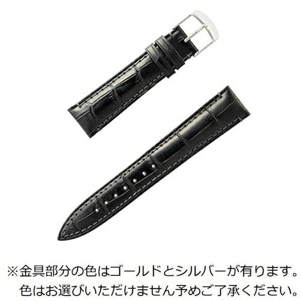 バンビ｜BAMBI 時計バンド 本革 型押し かん幅16mm 美錠幅14mm 【金具色指定不可】 ブラック BKE006AN