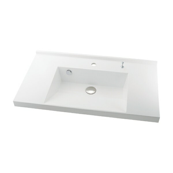 ポリエステル系人工大理石製のボウル一体型カウンターです。容量6.5L、質量は17kgあります。