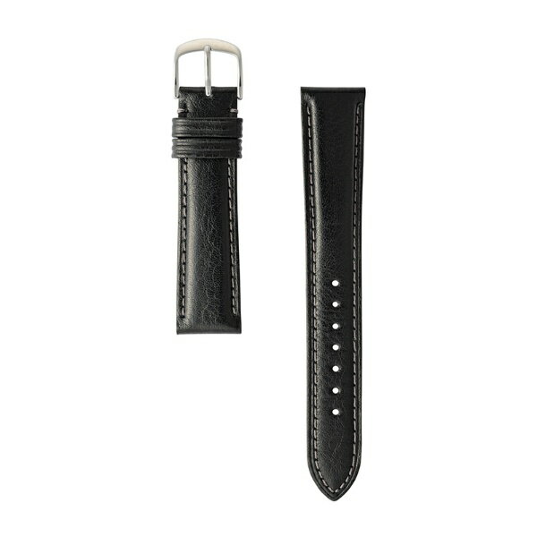 バンビ｜BAMBI 時計バンド 牛革 エコピュアラ 肌に優しくかぶれにくい かん幅20mm 美錠幅18mm 【金具色指定不可】 ブラック BEE011AS