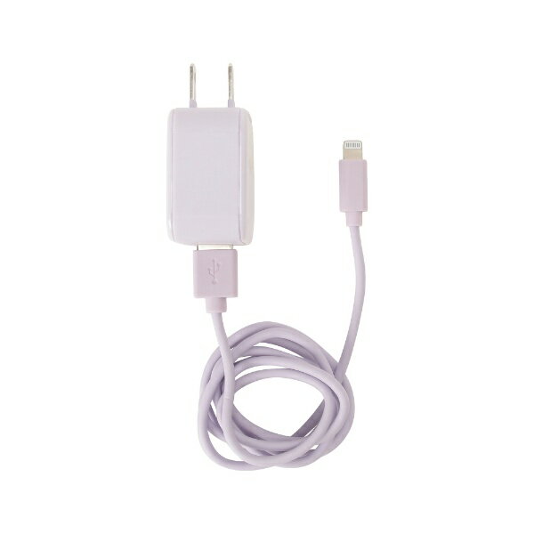 クオリティトラストジャパン｜QUALITY TRUST JAPAN 2.4A USB2ポート スリムACアダプタ Lightningケーブル付 パープル QL-0201PU