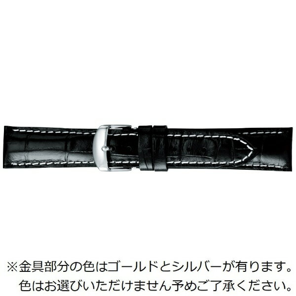 バンビ|BAMBI 時計バンド 本革 型押し 裏ラバー かん幅22mm 美錠幅20mm 【金具色指定不可】 ブラック BKE011AU