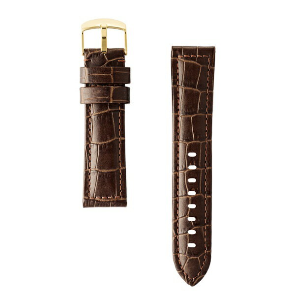バンビ｜BAMBI 時計バンド 本革 型押し 撥水 ワイドサイズ 平ツク かん幅22mm 美錠幅20mm 【金具色指定不可】 ダークブラウン BKE003BU