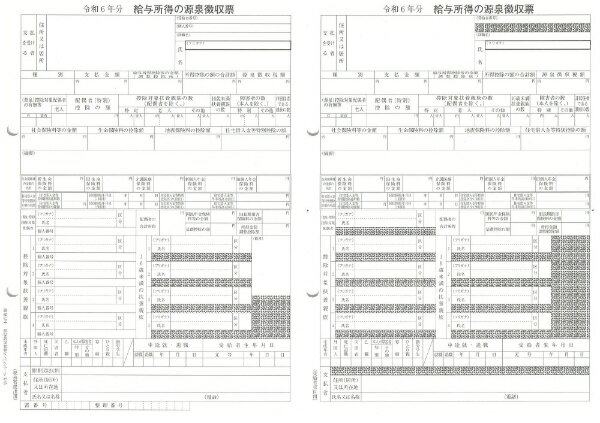 令和6年分_年末調整関連サプライ商品令和6年度の年末調整や中途退職者用に使用する、弥生給与 25 年末調整対応版 /やよいの給与計算 25 年末調整対応版 ページプリンター用の源泉徴収票です。書式は毎年変更されます。