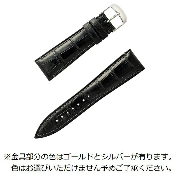 Mens - バンビ｜BAMBI 時計バンド 本革 型押し イタリアンカラー 裏ラバー かん幅24mm 美錠幅20mm 【金具色指定不可】 ブラック BKE008AW