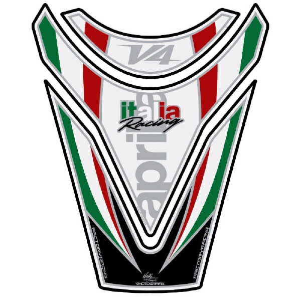 モトグラフィックス｜MOTOGRAFIX タンクパッド ホワイト/シルバー APRILIA RSV4 MT-TA021WS