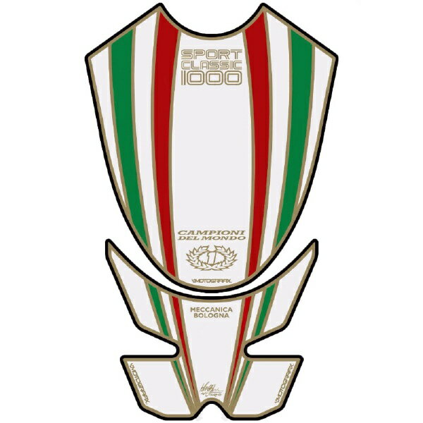 モトグラフィックス｜MOTOGRAFIX タンクパッド ホワイト DUCATI SPORT CLASSIC1000 MT-TDSCITW