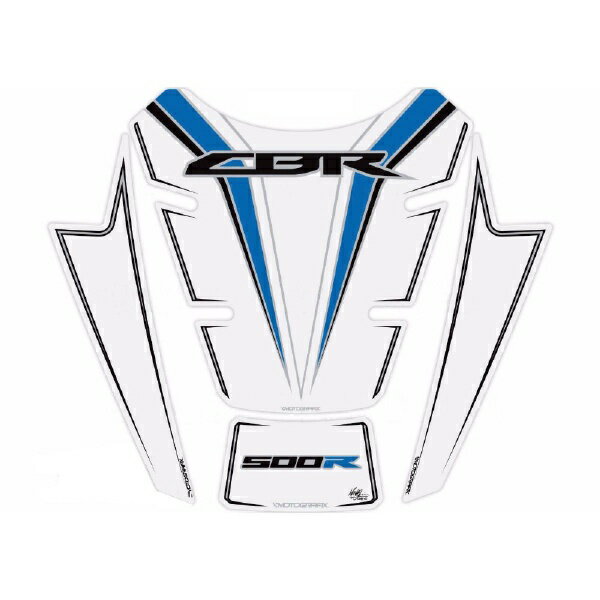 モトグラフィックス｜MOTOGRAFIX タンクパッド ホワイト/ブルー CBR500R（16-） MT-TH026WB
