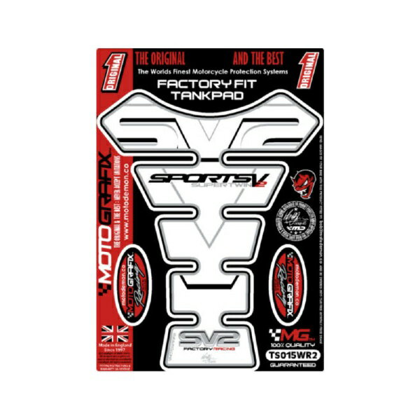 SUZUKI - モトグラフィックス｜MOTOGRAFIX タンクパッド ホワイト/ブラック SUZUKI SPINE MT-TS015WR2
