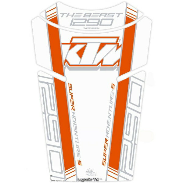 モトグラフィックス｜MOTOGRAFIX タンクパッド ホワイト/オレンジ 1290 Super Adventure S（17-） MT-TKTM03WO