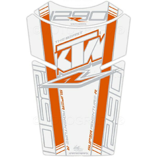 モトグラフィックス｜MOTOGRAFIX タンクパッド ホワイト/オレンジ 1290 Super Adventure R（17-19） MT-TKTM08WO