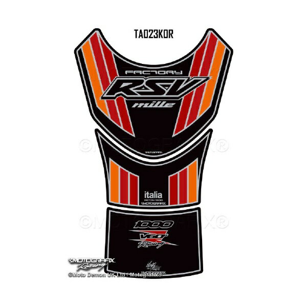モトグラフィックス｜MOTOGRAFIX タンクパッド ブラック/レッド/オレンジ APRILIA RSV1000 Mille（99-03） MT-TA023KOR