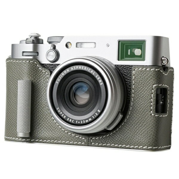 Mr.Stone｜ミスターストーン Mr.Stone 富士フィルム X100VI用 本革ケース メタルグリップ クラシック ナイトサファリ/ホワイトステッチ