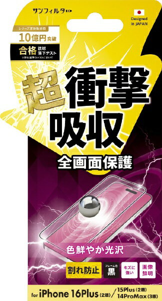 サンクレスト｜SUNCREST iPhone 16 Plus/15 Plus/14 Pro Max 衝撃吸収フィルム（フレーム） 光沢 i38CASFF