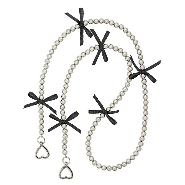 サンクレスト｜SUNCREST ショルダーストラップ メタルビーズ リボンブラック iSB-ST66