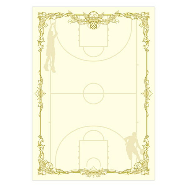 ササガワ｜SASAGAWA 〔インクジェット〕スポーツ賞状用紙 バスケットボール 横書用 0.2mm [A4 /10枚] 1..