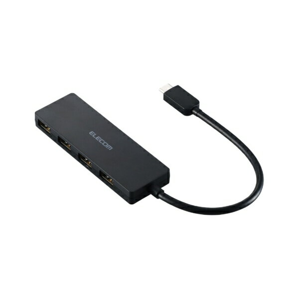 ELECOM｜エレコム U2HC-H040XBK USB-C → USB-A 変換ハブ (iPadOS/iOS/Mac/Windows11対応) ブラック [バスパワー /4ポート /USB2.0対応]