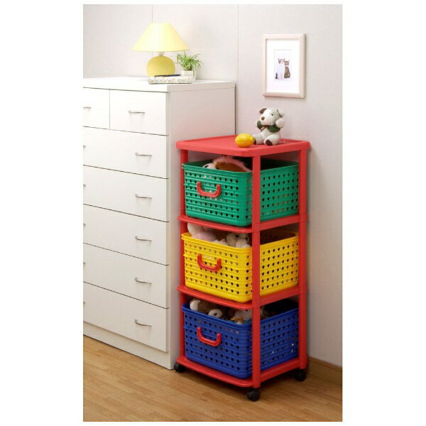 【エントリーで最大全額ポイント還元|9/11迄】 和泉化成|IZUMI KASEI バスケットラック キッズ収納 キャスター付き 3段