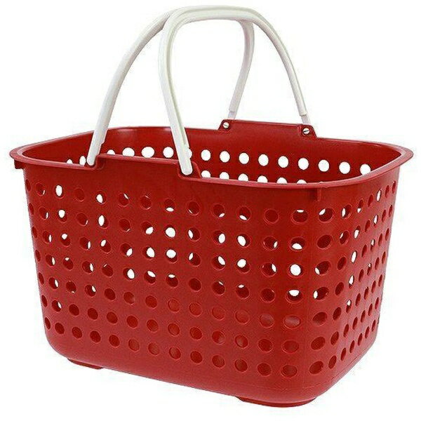 平和工業 ランドリーバスケット 浅型 ドットバスケット 洗濯かご バスケット レッド