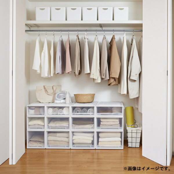 天馬|TENMA 天馬 収納ケース 衣装ケース フィッツケース ディープ 幅39×奥行74×高さ30cm 引き出し 積み重ね 押し入れ クローゼット ホワイトクリア Fits フィッツ [2]