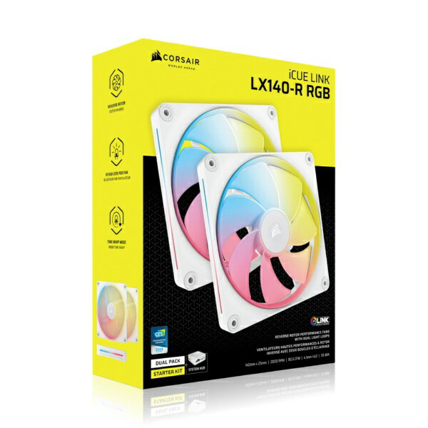iCUE LINK LX140-R RGB WHITE Dual Reverse Fans Starter Kit CO-9051056-WW [�z���C�g]