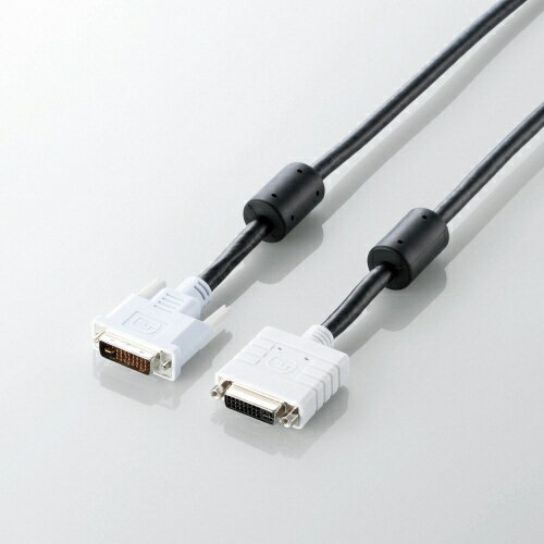 DVI-IまたはDVI-D端子を持つDVIケーブルを延長可能！DVI-IまたはDVI-D端子を持つDVI延長ケーブル。（アナログ／デジタル・1.0m）■ アナログ／デジタル両対応のDVI-Iケーブルを延長可能なケーブルデジタル接続専用のDVI-D対応ケーブルの延長にも使用できます。デュアルリンク対応で2560dpi×1600dpi（WQXGA）までの解像度に対応します。■ 外部ノイズを低減する2重シールドノイズを低減する2重シールドケーブルを採用しています。■ フェライトコア付高周波ノイズを吸収する効果があるフェライトコアを両端に装備しています。■ 劣化を抑える金メッキピン採用サビなどに強く信号劣化を抑える金メッキピンを採用しています。 エレコム CAC-DVIE10BK(DVI延長ケーブル/1.0m) / CACDVIE10BK