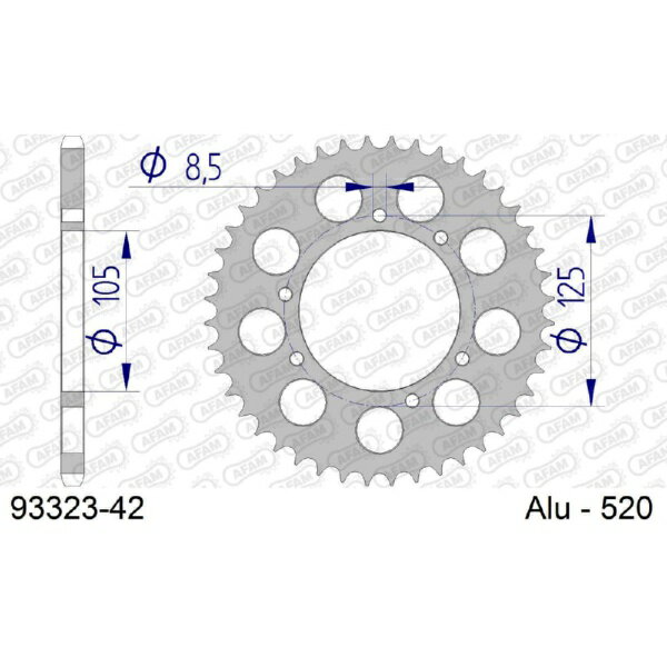 Afam - アファム｜AFAM リアスプロケット 520-42 125 Pampera 02-04/250 Pampera 02-03 93323-42