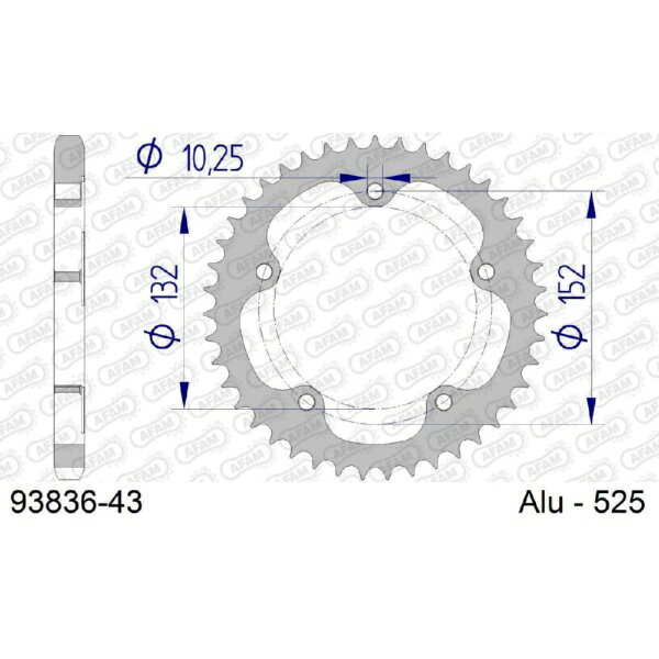 Afam - アファム｜AFAM リアスプロケット 525-43 910 BRUTALE/989 R BRUTALE 1000 F4 1078 RR F4 93836-43