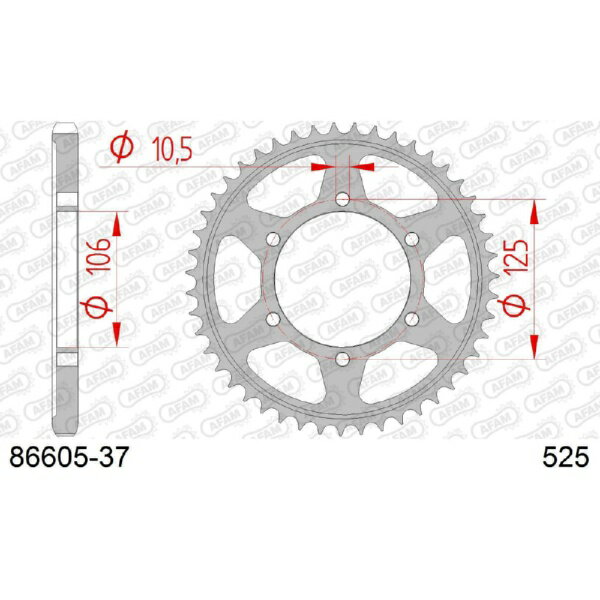 Afam - アファム｜AFAM リアスプロケット 525-37 TRIUMPH 675/765/800/1200系 86605-37