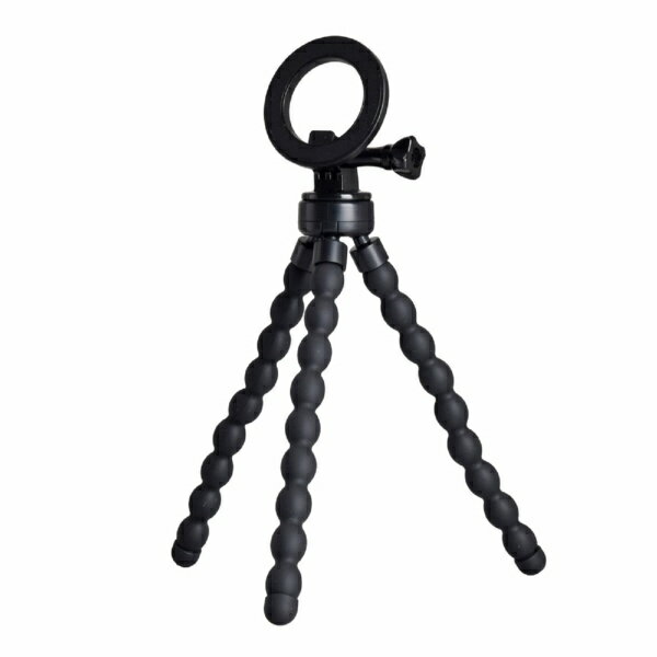 MagSafe・アクションカメラに対応したくねくね三脚。凹凸のある台やパイプなど、あらゆる場所に設置可能。MagSafe非対応の場所やケースでも取付できるメタルリングシールを付属。【材質】ABS樹脂、マグネット・シリコン・金属(脚部)【サイズ】27cm【重量】150g【付属品】マグセーフアダプター、アクションカメラアダプター、メタルリングシール