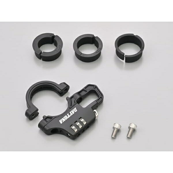●材質は亜鉛合金で強度も高めました幅12mm（取り付け必要幅13mm）のスリムなヘルメットロック。ロック部は縦方向にスライドするので、コントロールスイッチ横など左右のスペースがない狭いすきまでも取り付けできます。フック部もスリムでヘルメットのDリングを引っかけやすく、また、ロック部をオープン状態にしないと取り付けボルトを回せないため防犯性に優れます。材質は亜鉛合金で強度も高めました。【注意事項】※定期的なカギ穴スプレーの塗布が必要です。※汎用品のため、一部使用できない車両があります。※本商品は盗難を抑止する商品であり、完全に盗難を防ぐものではありません。※ロック番号を忘れないでください。※ヘルメット固定時に傷などご注意ください。■対応ハンドルサイズ：Φ22.2 / Φ25.4 / Φ28.6■幅：12mm（取り付け必要幅13mm）■素材・材質：亜鉛合金■備考：ヘルメットのDカンが奥まったものや小さいものはワイヤー付きをお求めください。