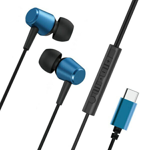 LUCILLA｜ルシーラ ミュート機能付き カナル型 Type-Cイヤホン ブルー HPMTCLU01BL [USB]