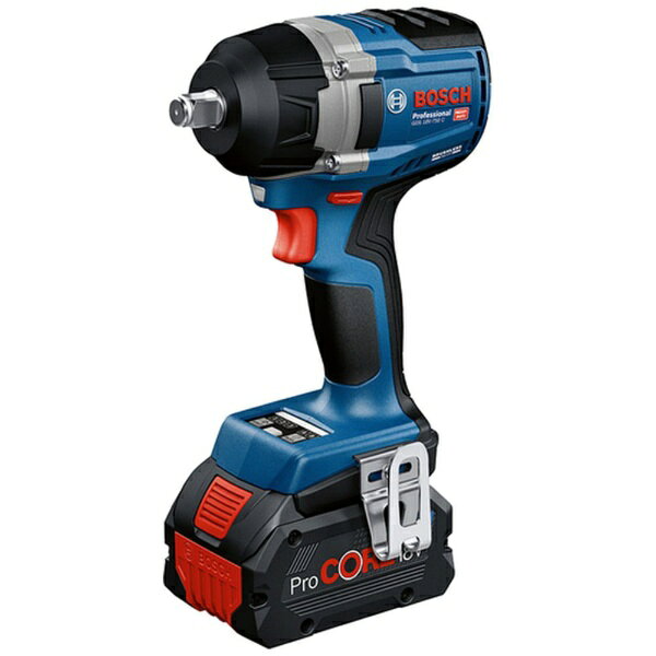 ■ハイパワー750N・m■耐久性抜群ブラシレスモーター■3段階パワーコントロール■自動シャットダウン（ABR）機能： ボルトが外れたと同時に回転がストップ■シャットオフアフタータイム機能： ボルトを締める際に一定の時間で回転をストップ■自動シャットオフ機能： 部材に着座すると回転をストップ■スマホと繋げて機能設定が可能なコネクト対応■正転・逆転機構■LEDライト【用途】・ボルト、ナットの締め・緩め【仕様】・最大締付トルク（N・m）： 750・無負荷回転数（min［［の−1乗］］）： 0~800/1500/2400・打撃数（min［［の−1乗］］）： 0~1500/2300/3000・差込角（mm）： 12.7mm（ピン無し）・本体寸法（mm）： 156×77×233・バッテリー電圧（V）： 18・容量（Ah）： 8・色： ブルー・能力： 普通ボルトM12-M22、高力ボルトM12-M20・定格電圧： DC18V（ボッシュプロ用充電式専用バッテリー）・バッテリー容量（Ah）： 8・回転数（min-1（回転/分））： 0~800/1500/2400・打撃数（min-1（回/分））： 0~1500/2300/3000・最大締付トルク（N・m）： 750・最大緩めトルク（N・m）： 1000・角ドライブ寸法： 12.7mm・充電時間： 約68分（空→80％ターボ充電）、約79分（空→フル充電）・本体寸法（mm）： 156×77×233【材質／仕上】・ポリアミド樹脂【セット内容／付属品】・本体・充電器（GAL1880CV）・バッテリー（ProCORE18V8.0）×2・コネクティビティチップ・ケース（L-BOXX136N）