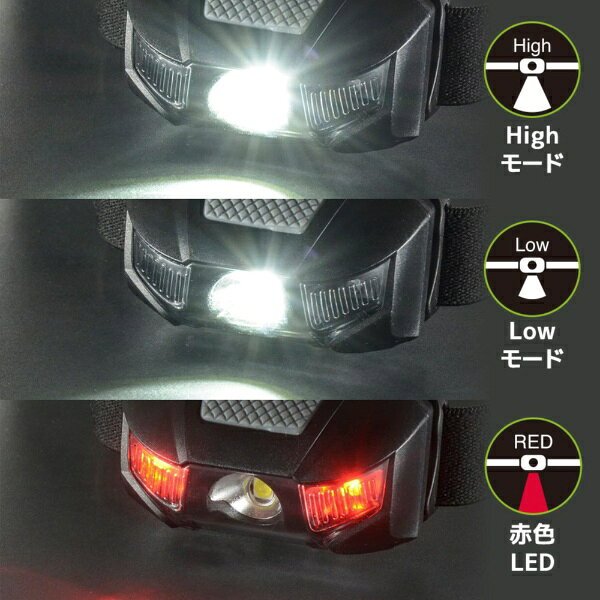 楽天ビック(ビックカメラ×楽天)のオーム電機｜OHM ELECTRIC LEDヘッドランプ 110ルーメン LC-11A7 [LED /単4乾電池×2 /防水対応]｜アングル2