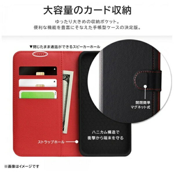 レイアウト｜rayout arrows We2 Like standard 耐衝撃 手帳型レザーケース シンプル マグネット/ ブラック/レッド RT-ARW2ELC1/BR 2