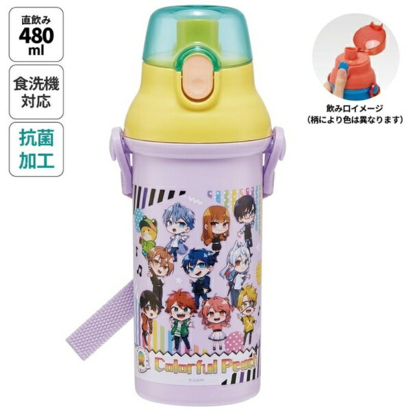 Skater｜スケーター 抗菌直飲プラワンタッチボトル480ml　カラフルピーチ25