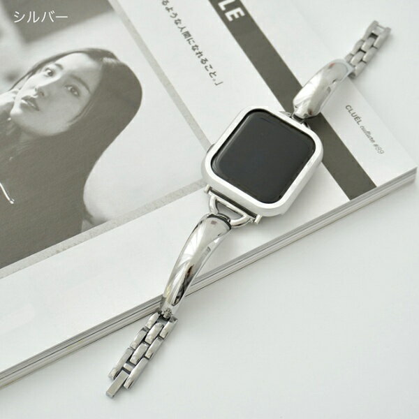 GAACAL APPLE WATCH 1-10/SE1-2 38/40/41/42(10のみ)MM 「まっすぐひと巻き」メタルバンド GAACAL シルバー シルバー W00412SA