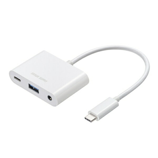 サンワサプライ｜SANWA SUPPLY オーディオ変換プラグ [USB-C オス→メス φ3.5mm /USB-A＋USB-Cメス給電 /USB Power Delivery対応 /100W /0.15m] (Chrome/Android/iPadOS/iOS/Mac/Windows11対応) USB-5TCPA23W