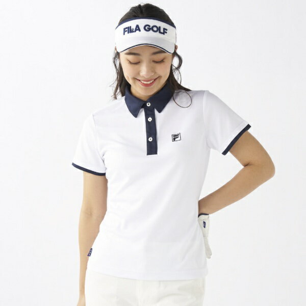 襟元の別色をデザインアクセントにした半袖シャツ吸汗速乾/UVカット