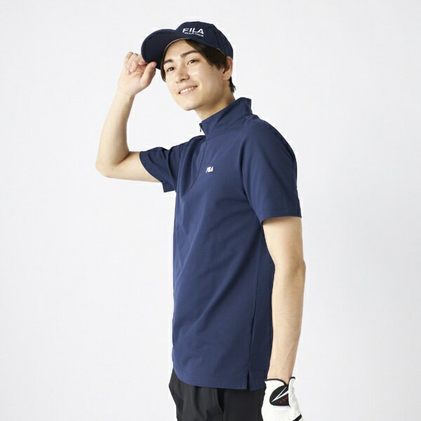 フィラゴルフ｜FILA GOLF メンズ ハーフZIP半袖シャツ ネイビー 745671L [メンズ /...