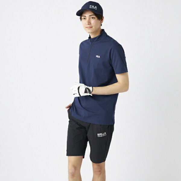 フィラゴルフ｜FILA GOLF メンズ ハーフZIP半袖シャツ ネイビー 745671L [メンズ /...